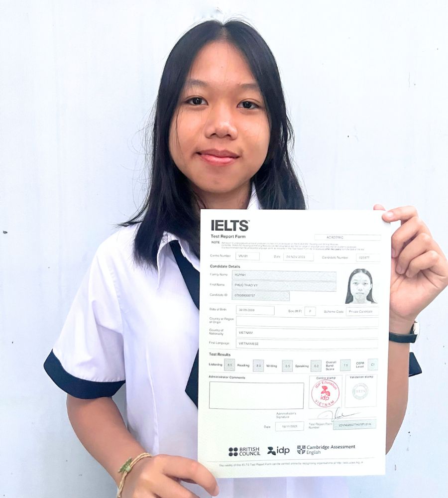 Nữ sinh 2k8 th&agrave;nh c&ocirc;ng đạt mục ti&ecirc;u 7.5 IELTS