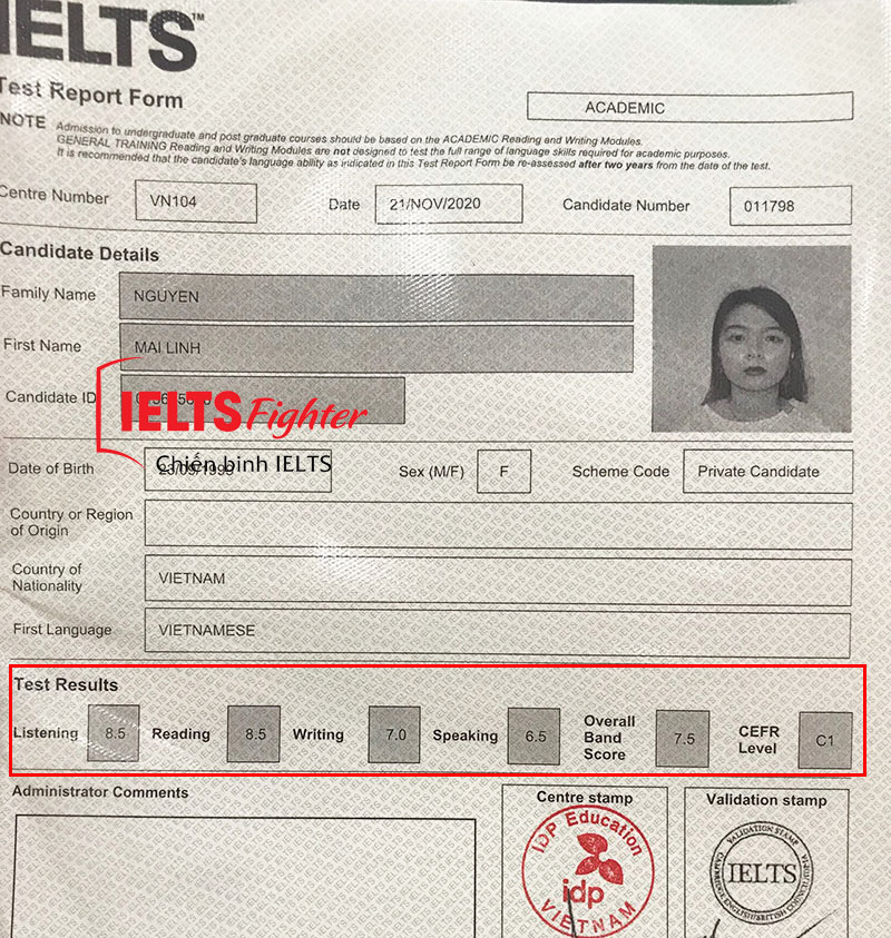 Mai Linh 7.5 IELTS