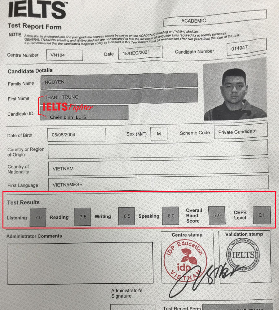 th&agrave;nh trung 7.0 ielts 