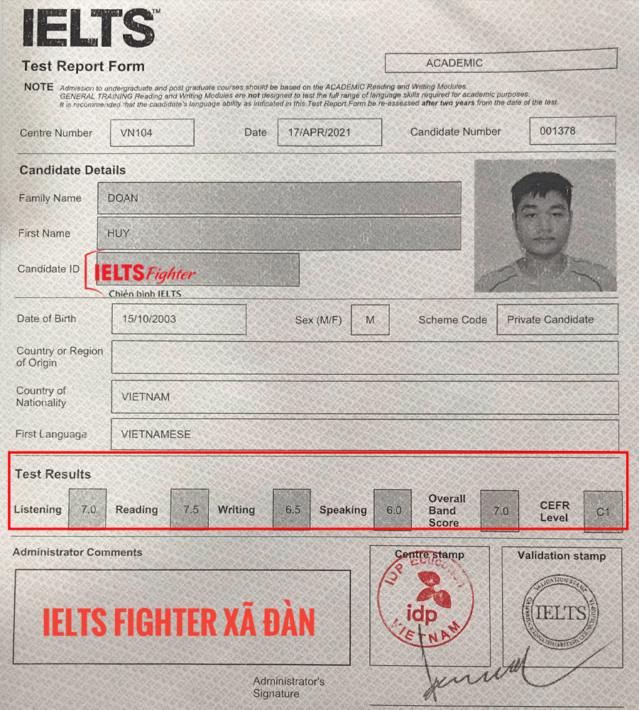 Đo&agrave;n huy 7.0 IELTS