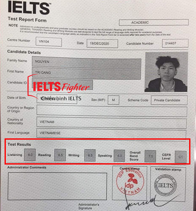 Trí đăng 7.0 IELTS