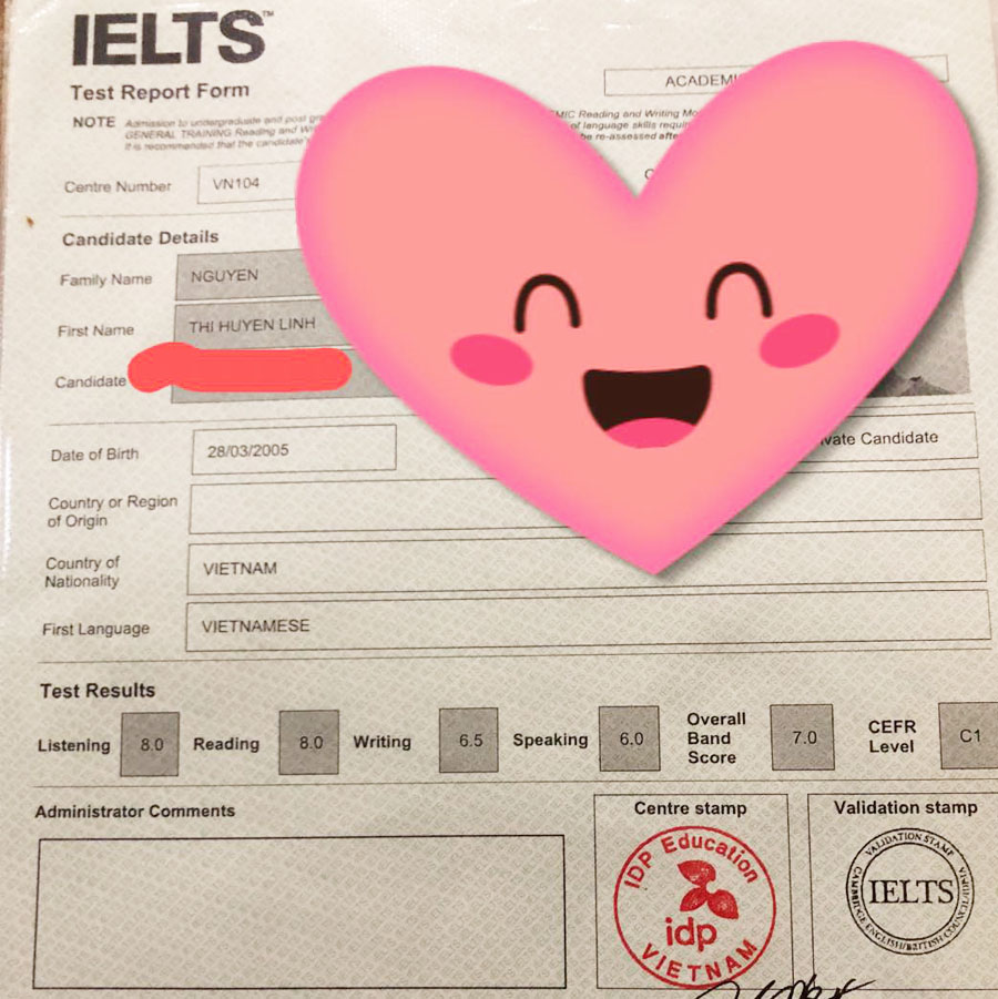 huyền linh 7.0 ielts