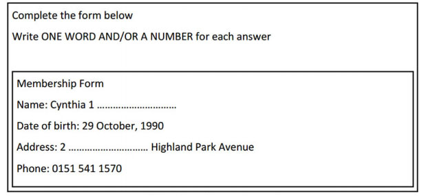 IELTS Listening Form Completion 1