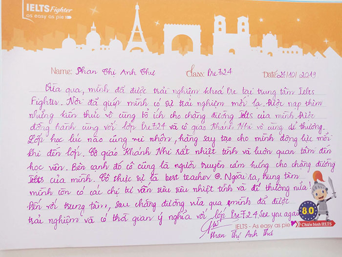 học viên review IELTS Fighter 9