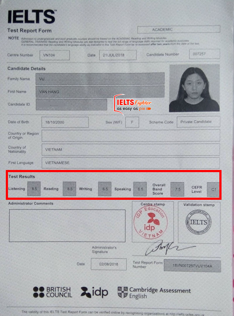 Bảng điểm Vân hằng