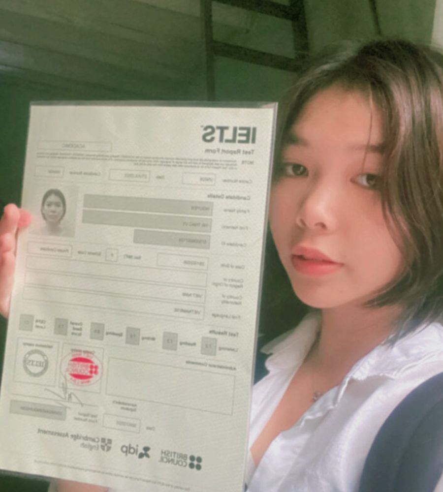 Thảo Vy v&agrave; th&agrave;nh t&iacute;ch 7.0 của bạn tại cơ sở IF V&otilde; Văn Ng&acirc;n