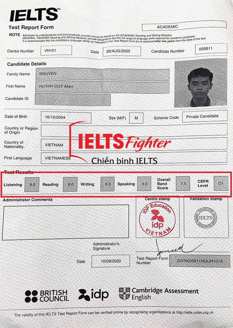 Nguyễn Huỳnh Duy Anh - 26 Ngày chạy đua với IELTS và kết quả ngoài mong đợi
