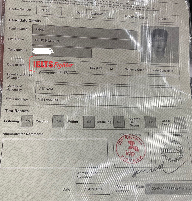 Ph&uacute;c Nguy&ecirc;n 7.0 IELTS - 2